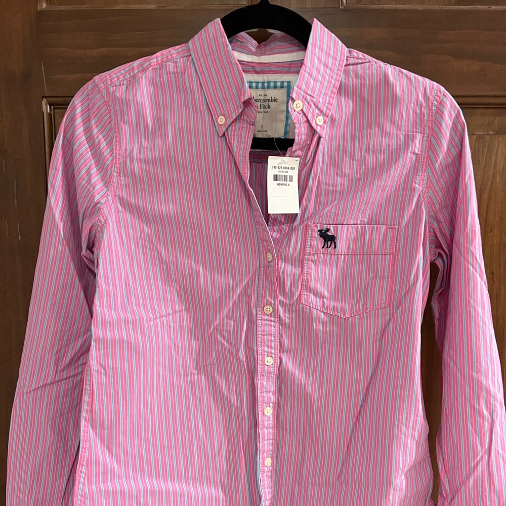 Abercrombie & Fitch Women’s Pink Plaid Button Down Shirt